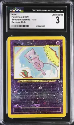 Pokemon Card CGC 3 Mew Reverse Holo Southern Islands Promo 1/18 - Image 1