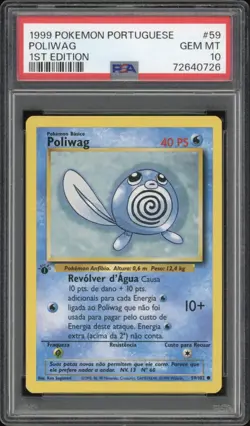 1999 Pokemon PORTUGUESE 1st Edition Base Set Poliwag 59/102 PSA 10 GEM MINT - Image 1
