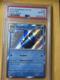 2024 POKEMON PAF EN-PALDEAN FATES SHINY RARE #122 WUGTRIO PSA 10 - Image 1