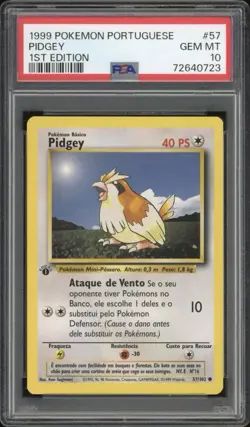 1999 Pokemon PORTUGUESE 1st Edition Base Set Pidgey 57/102 PSA 10 GEM MINT - Image 1