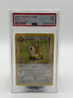 Pokemon TCG Raticate Base Set Shadowless 1st Edition PSA 7 40/102 English - Image 1