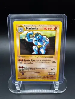 Pokemon TCG: Machoke - Base Set 1st Edition Shadowless 34/102 - Grey Stamp - LP+ - Image 1