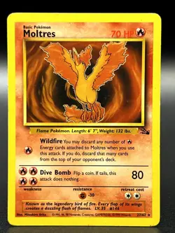 Moltres 27/62 Non Holo Rare Fossil Unlimited WOTC Pokemon TCG - MP - Image 1