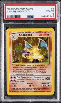 1999 POKEMON BASE SET UNLIMITED #4 CHARIZARD-HOLO PSA 4 - Image 1