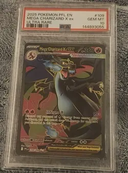 2025 POKEMON PFL EN-PHANTASMAL FLAMES ULTRA RARE #109 MEGA CHARIZARD X EX PSA 10 - Image 1