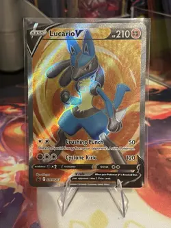 Pokemon TCG Lucario v Sword & Shield SWSH213 Holo Promo Card NM Condition - Image 1