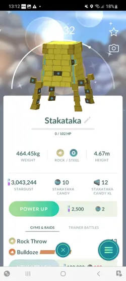 Pokemon Go Shiny Ultrabeast Stakataka - Image 1