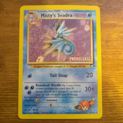 Prerelease Misty's Seadra 9/132 Gym Heroes Holo Rare Vintage Pokemon Card - Image 1