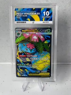 Mega Venusaur EX 2025 Mega Evolution Secret Rare 155/132 Ace Grading 10 Pokemon - Image 1