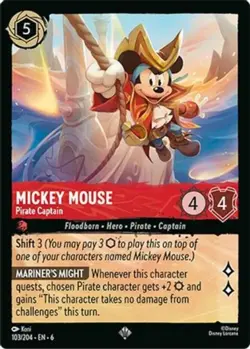 4x Mickey Mouse - Pirate Captain - 103/204 - Super Rare NM-Mint Disney Lorcana: - Image 1