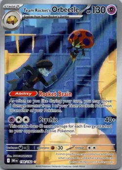 Team Rocket's Orbeetle 198/182 Sv10: Destined Rivals Holo MINT - Image 1