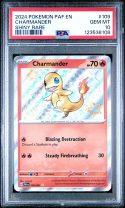 2024 POKEMON PAF EN-PALDEAN FATES SHINY RARE #109 CHARMANDER PSA 10 - Image 1