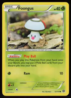 Foongus 12/114 XY - Steam Siege Yuka Morii Art Pokemon TCG Card - Image 1