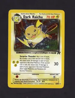 Dark Raichu Team Rocket 83/82 Rare Pokemon 70 HP Holo English MINT CONDITION - Image 1