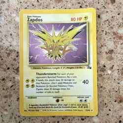 Pokemon Zapdos 15/62 Fossil Unlimited Basic 80 HP Holo Rare WOTC 1999 - Image 1
