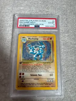 1999 Pokemon Base Set Machamp Holo Rare 1st Edition PSA 6 EX-MT - Image 1