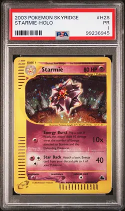 PSA 1 Starmie 2003 H28/H32 Skyridge Holo Pokemon Slab - Image 1