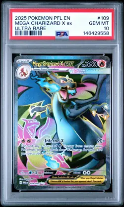 2025 POKEMON PFL EN-PHANTASMAL FLAMES ULTRA RARE #109 MEGA CHARIZARD X EX PSA 10 - Image 1