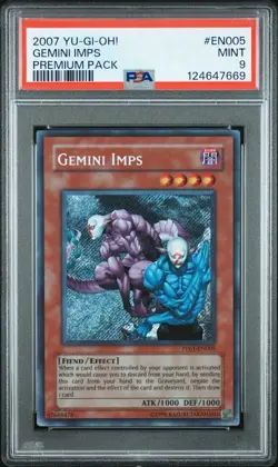 2007 Yu-Gi-Oh! Gemini Imps Premium Pack 1 PP01 Secret Rare PSA 9 - Image 1