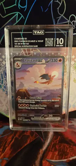 Pokemon TCG Charizard EX 199/165 Scarlet & Violet 151 Sir Tag 10 Gem Mint - Image 1