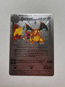 CHARIZARD 4/102 Base Set Vintage Silver Foil RARE Fan Art Display Card NM - Image 1