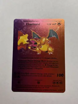 CHARIZARD 4/102 Base Set Vintage Rainbow Foil RARE Fan Art Display Card NM - Image 1