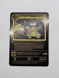 New 1st Edition Charizard 4/102 Gold & Black Metal High Quality Fan Art Card - Image 1
