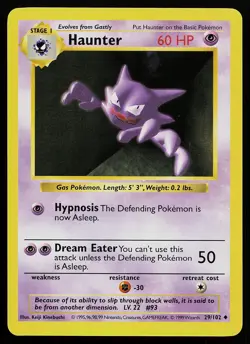 Pokemon Card - Haunter Base Set (Shadowless) 29/102 Uncommon - Image 1