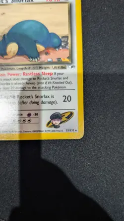 Rocket's Snorlax Gym Heroes Set 33/132 Pokemon TCG Card - Image 5