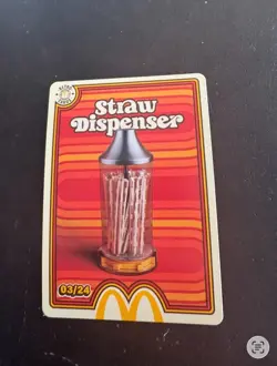 4 McDonalds Cards UnRedeemed NEW Apple Pie, Straw Dispenser, Fry Scoop, take ord - Image 4