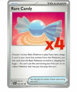 4x Rare Candy 089/091 SV: Paldean Fates- Pokemon TCG- Playset - Image 1