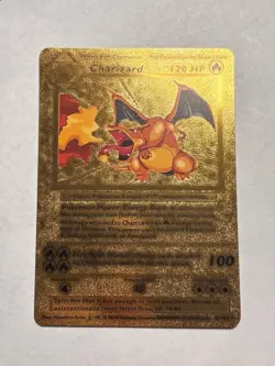 CHARIZARD 4/102 Base Set Vintage Gold Foil RARE Fan Art Display Card NM - Image 1