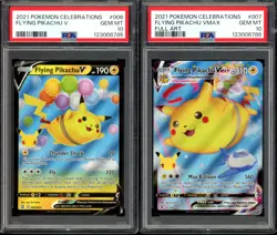 SEQUENTIAL PSA 10 Flying Pikachu V 006 & VMAX 007/025 Celebrations 2021 Pokemon - Image 1