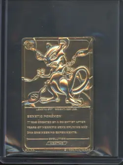 1999 Pokemon TCG Mewtwo Burger King 23K Gold Plated Promo - Image 2