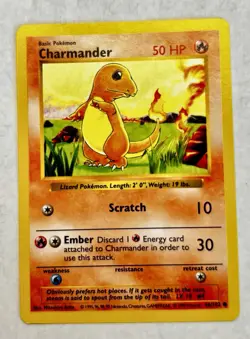Charmander 46/102 Shadowless Base Set Pokemon Card WOTC Rare Vintage LP+ - Image 1