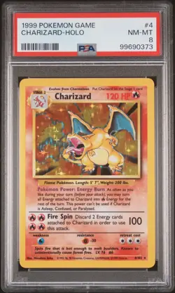 Charizard 1999 Pokemon Base Unlimited Holo Card #4/102 PSA 8 NM-Mint - Image 1