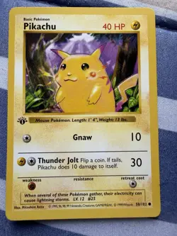 Pokemon Pikachu Red Cheeks Base Set Shadowless 1st Edition 40 HP 58/102 English - Image 1