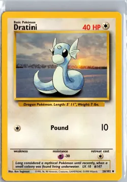 Dratini 26/102 Uncommon Base Set Unlimited Pokemon Near Mint - Image 1