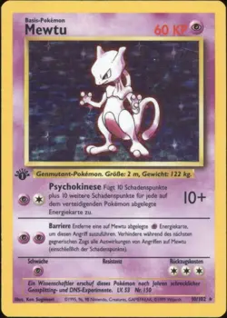 1999 Pokemon GERMAN 1st Edition Base Set Mewtu-Mewtwo Holo 10/102 VG-EX - Image 1