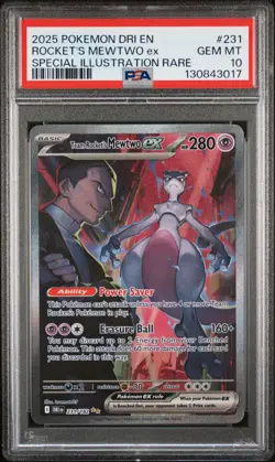 2025 POKEMON DRI EN-DESTINED RIVALS #231 TEAM ROCKET'S MEWTWO EX PSA 10 - Image 1