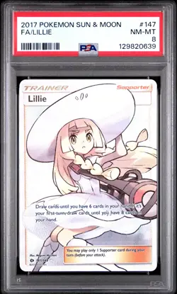 2017 POKEMON SUN & MOON #147 FULL ART/LILLIE PSA 8 - Image 1