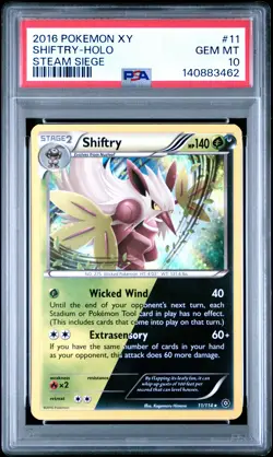 2016 POKEMON XY STEAM SIEGE #11 SHIFTRY-HOLO PSA 10 - Image 1
