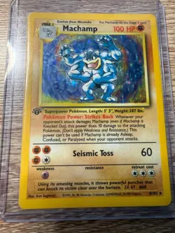 1999 Pokemon Base Set Machamp Holo 1st Edition 8/102 Rare WOTC Vintage LP/MP - Image 1