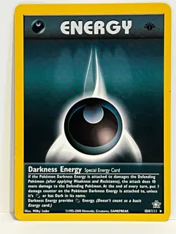 Vintage 2000 Pokemon TCG Neo Genesis DARKNESS ENERGY Non-Holo Rare 104/111 NM-LP - Image 1