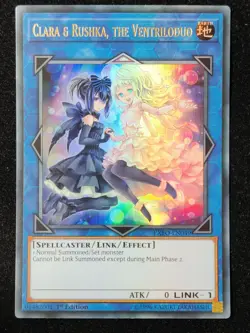 YUGIOH CLARA & RUSHKA, THE VENTRILODUO ULTRA RARE 1ST EDITION GOOD EXFO-EN049 - Image 1