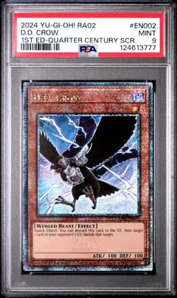 Yugioh D.D. Crow RA02-EN002 Quarter Century Secret Rare 1st Edition PSA 9 - Image 1