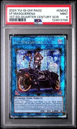 Yugioh I:P Masquerena RA02-EN042 Quarter Century Secret Rare 1st Edition PSA 9 - Image 1
