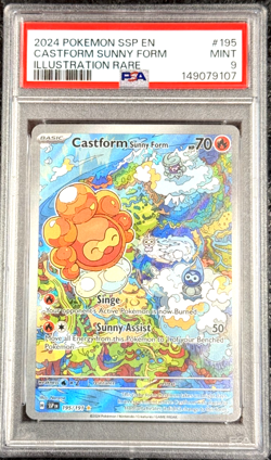 2024 POKEMON SSP EN CASTFORM SUNNY FORM ILLUSTRATION RARE #195 MINT 💎 PSA 9 - Image 1