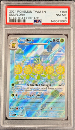 2024 POKEMON TWM EN SUNFLORA ILLUSTRATION RARE #169 NM-MT PSA 8 - Image 1