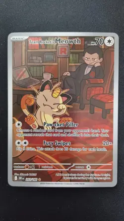 Pokemon Team Rocket's Meowth 203/182 Destined Rivals Sv10 IR (NO RESERVE) - Image 1